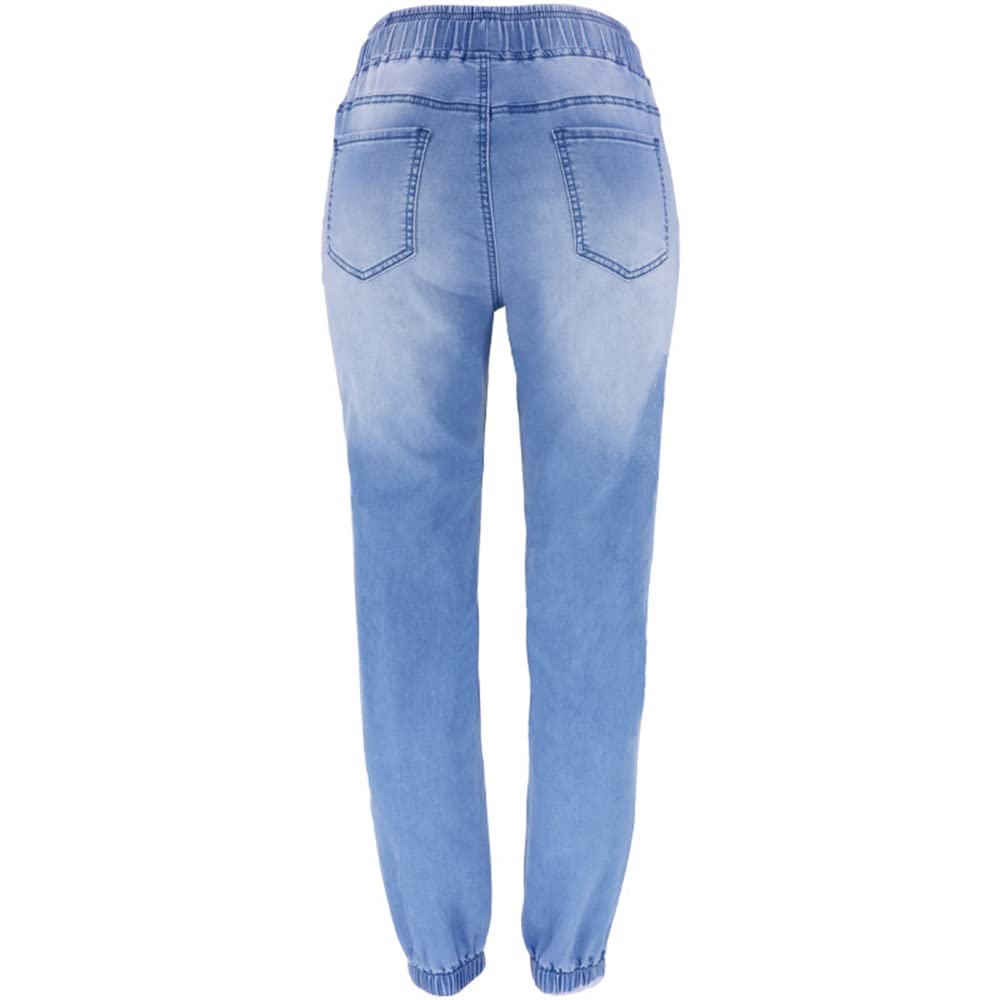 High Waisted Denim Joggers Jeans M