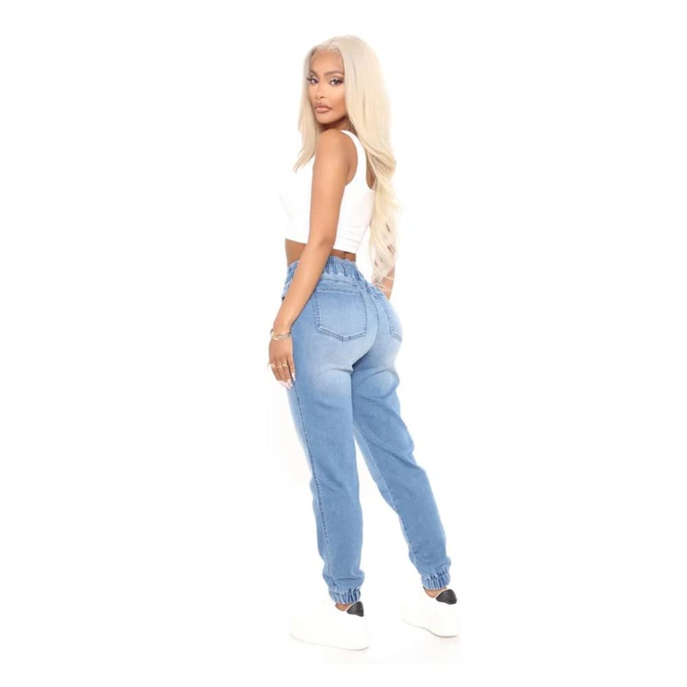 High Waisted Denim Joggers Jeans M