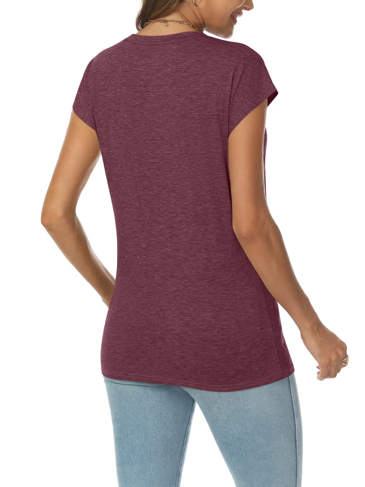 V Neck Cap Sleeve T-shirt