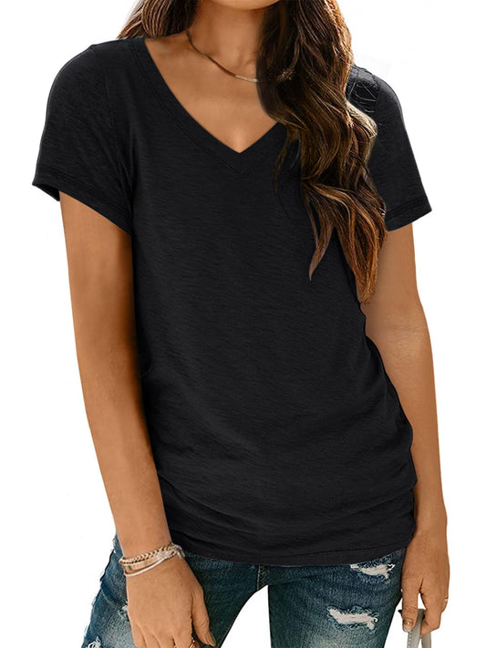 Short Sleeve V Neck Top