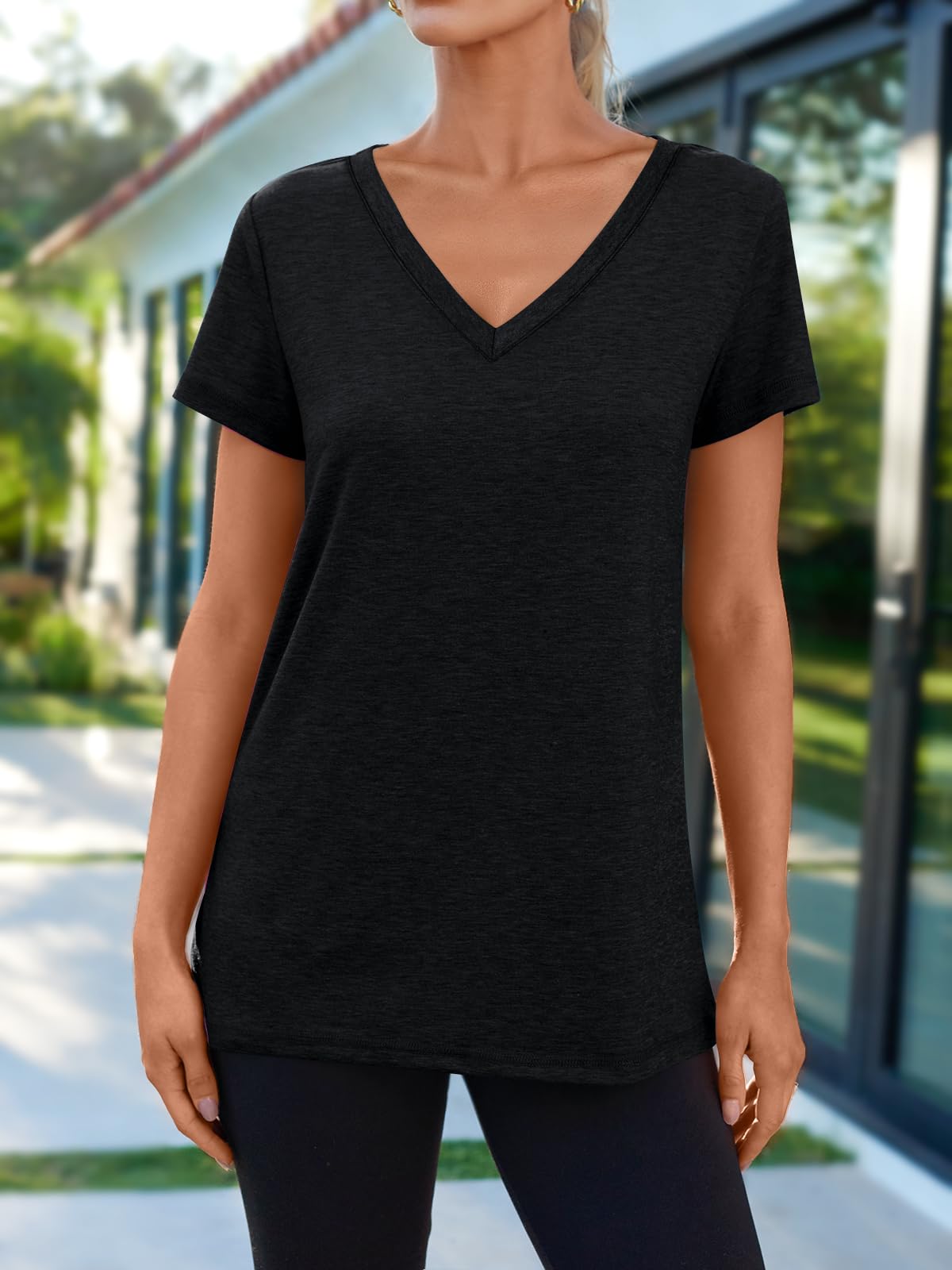 Short Sleeve V Neck Top