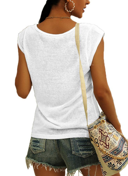 Cap Sleeve V Neck T-Shirt