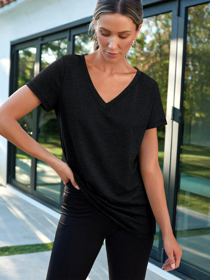 Short Sleeve V Neck Top