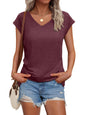 V Neck Cap Sleeve T-shirt