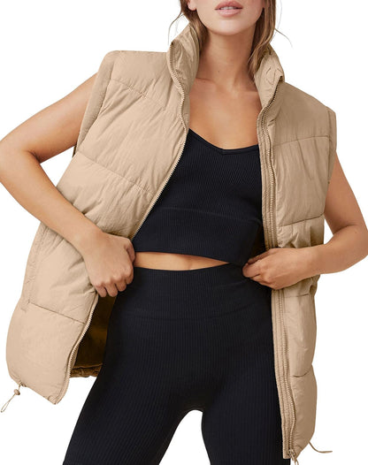 Sleeveless Zip Up Outerwear S