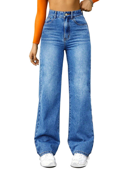 Straight Leg Jeans High Waisted