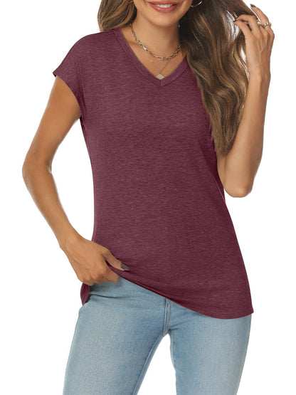 V Neck Cap Sleeve T-shirt